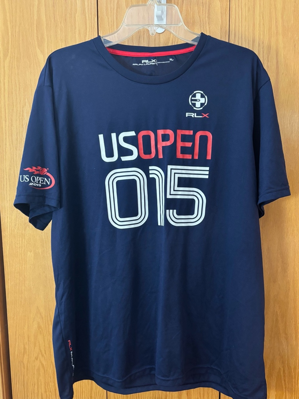 RLX Ralph Lauren Mens Shirt XXL Navy Blue US Open 2015 Tennis
